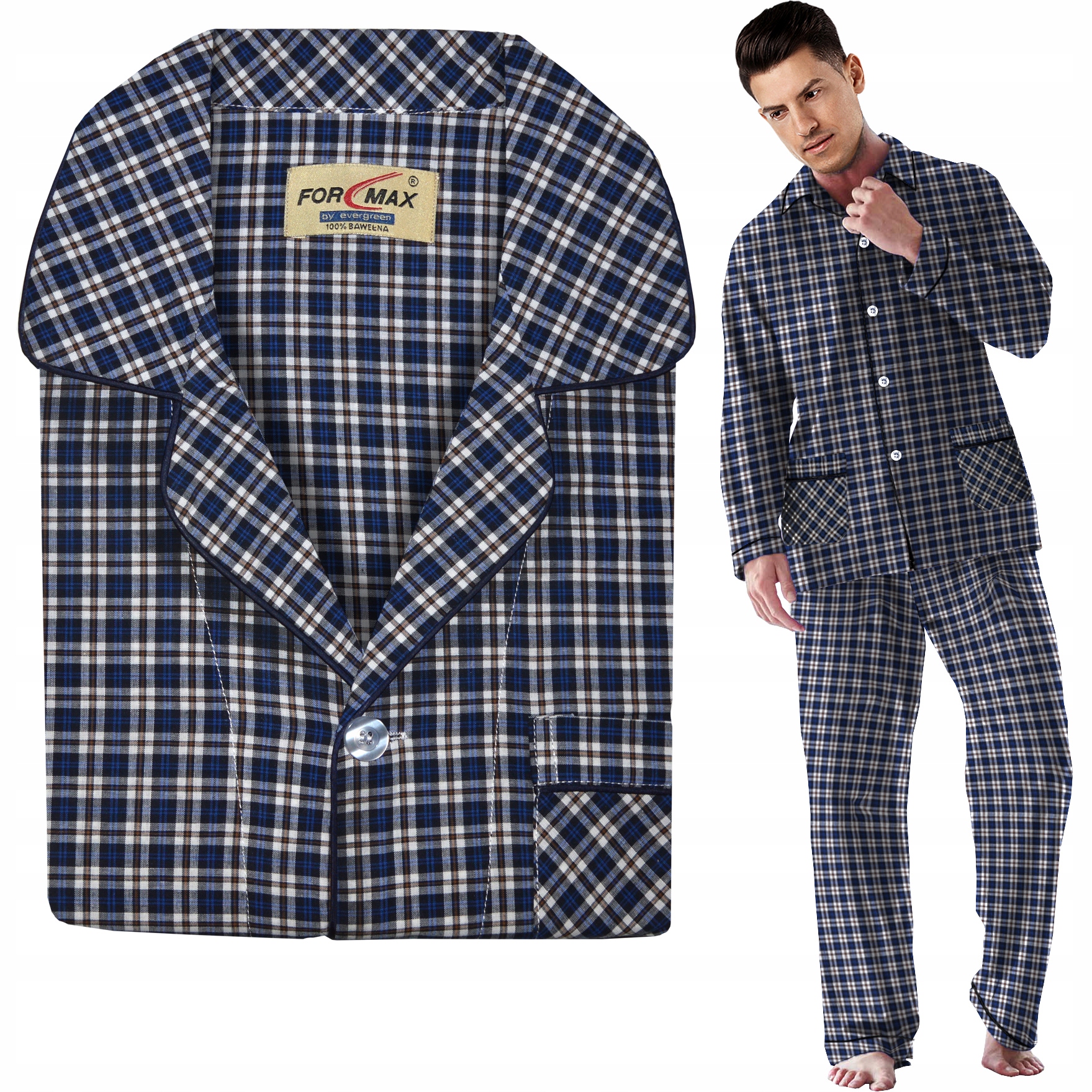 Komfortní Tkaninové pánské pyžamo Rozepínací 100% Bavlna vel L