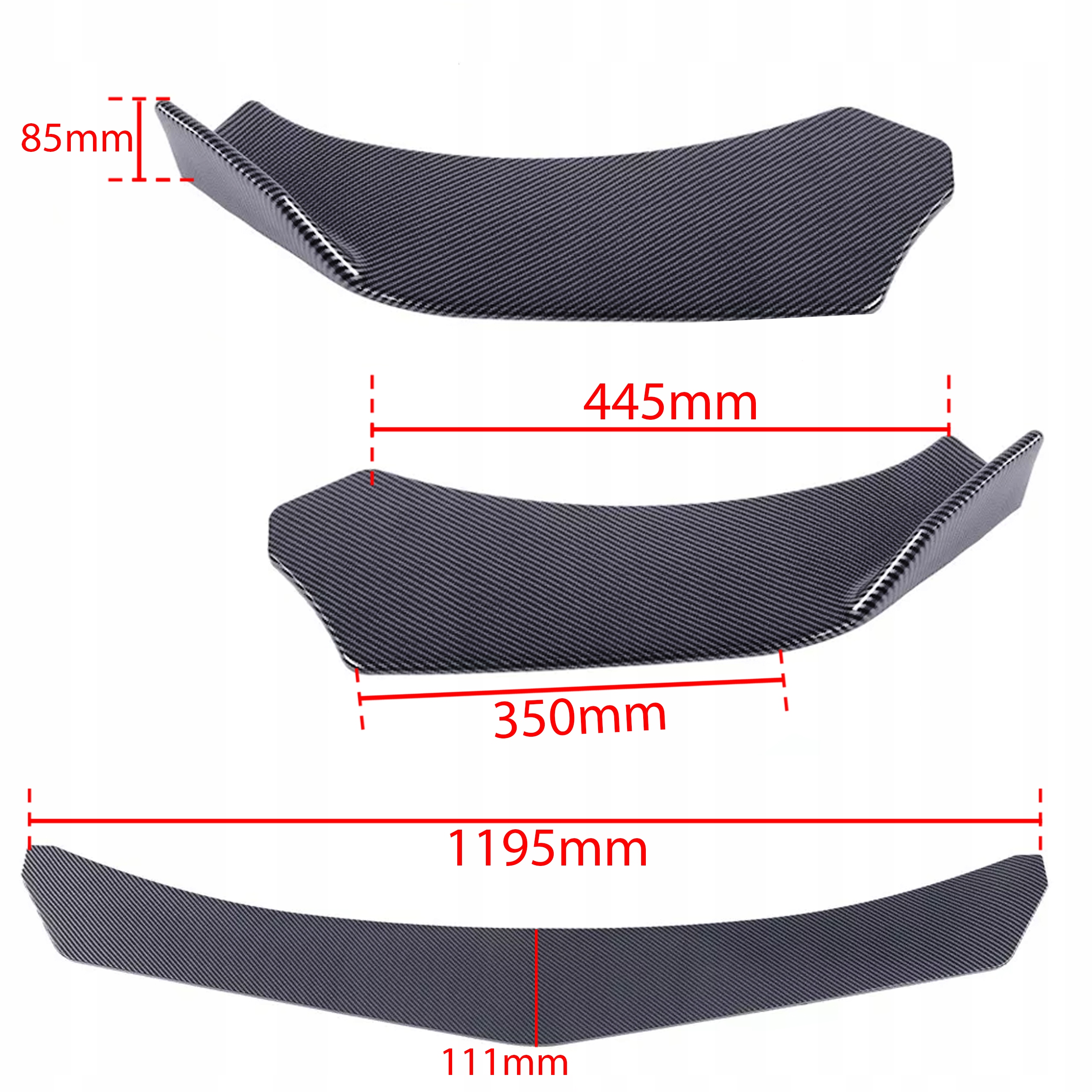 EPTUNING027 SPLITTER PRZEDNIEGO ZDERZAKA DO SAMOCHODU - CZARNY CARBON EAN (GTIN) 5902537864153