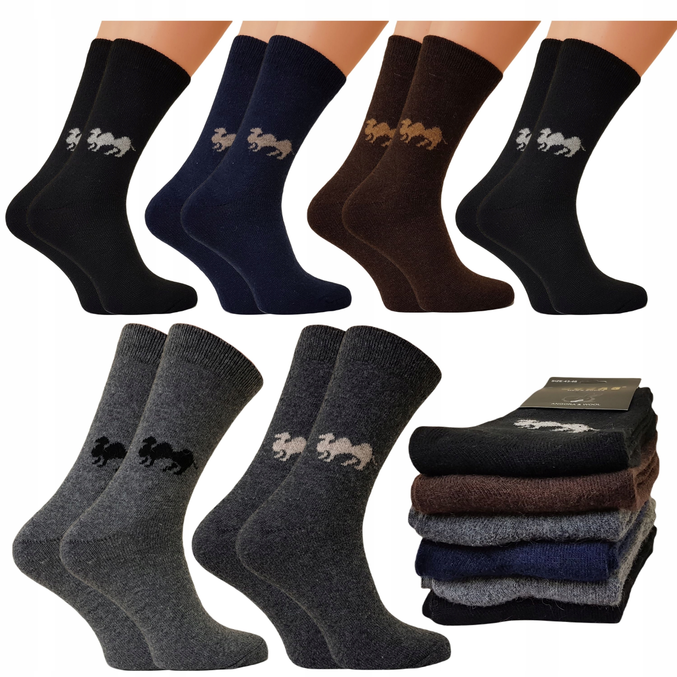 

6x Skarpety wełniane Męskie angora Ciepłe długie
