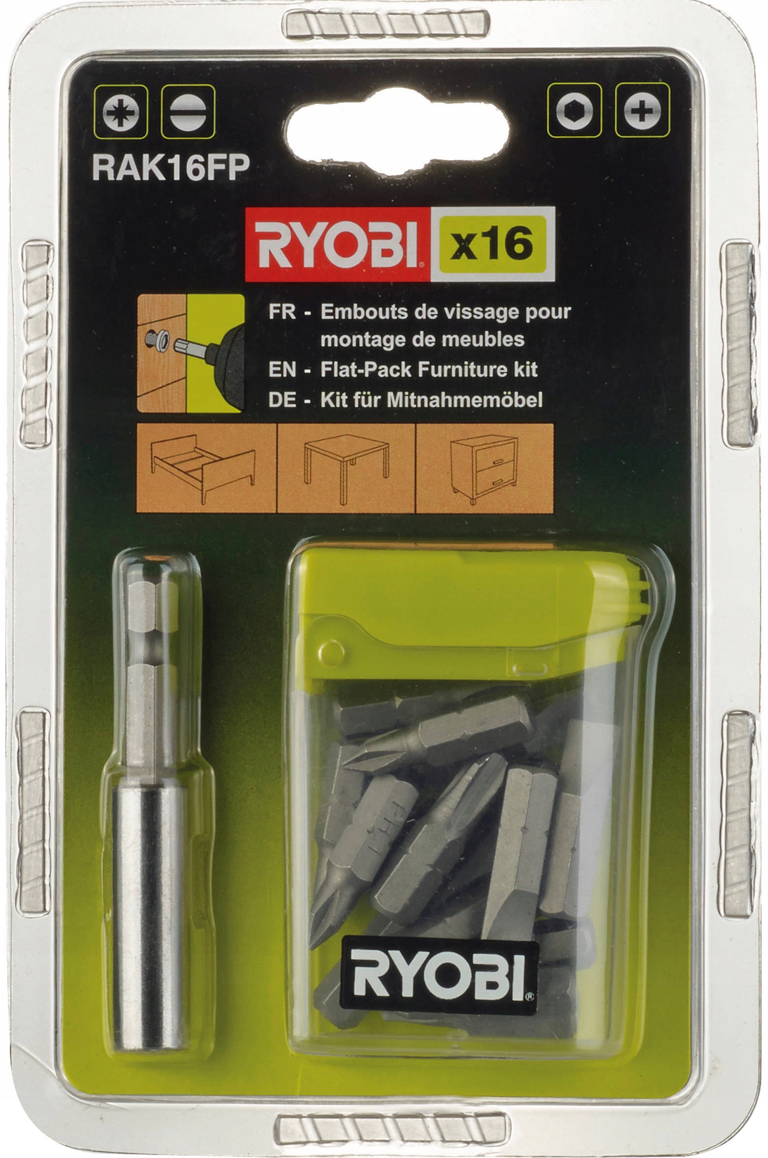 

Ryobi RAK16FP Zestaw Bitów 16SZT Hex Ph Pz Sl