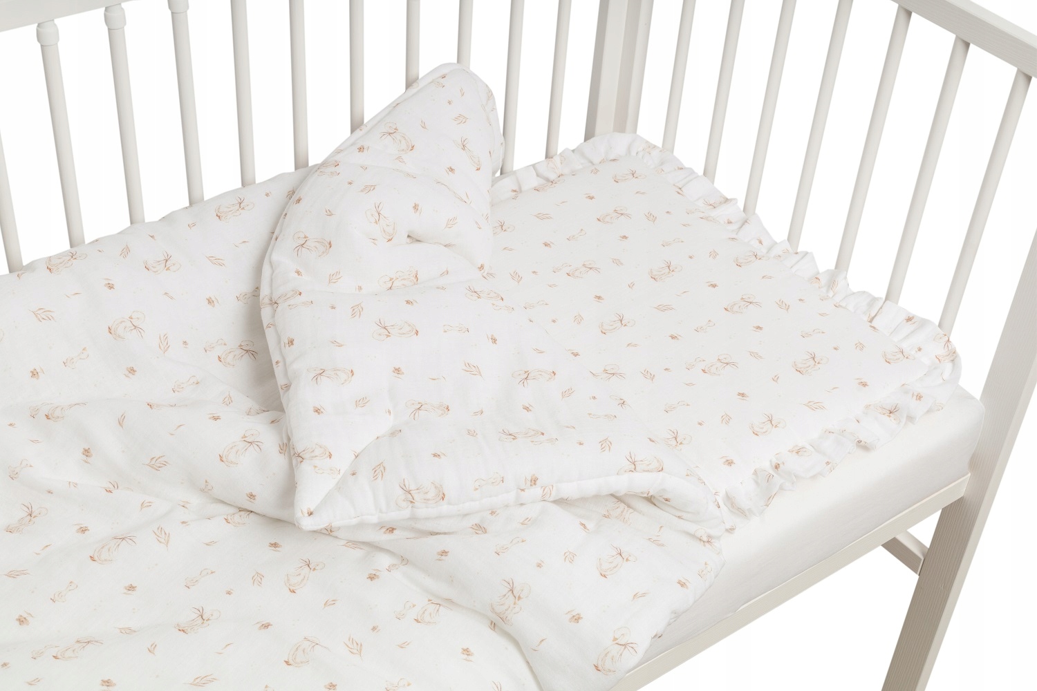 NIEMOWLĘCA POŚCIEL MUŚLINOWA 120X90 FALBANKA GOOSE