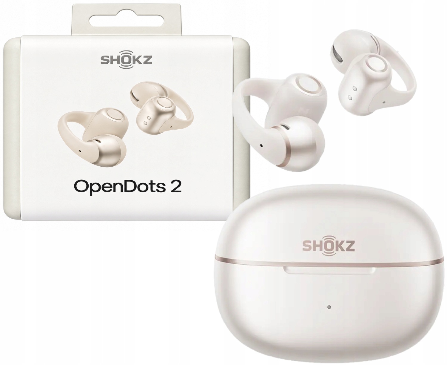 Shokz OpenDots 2 Otevřená sluchátka Open-Ear Pearl White