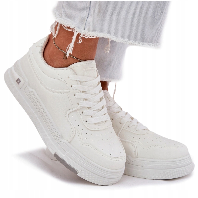 Dámské Eko Kožené Tenisky Big Star RR274A310 Hi-poly Systém Bílé 37