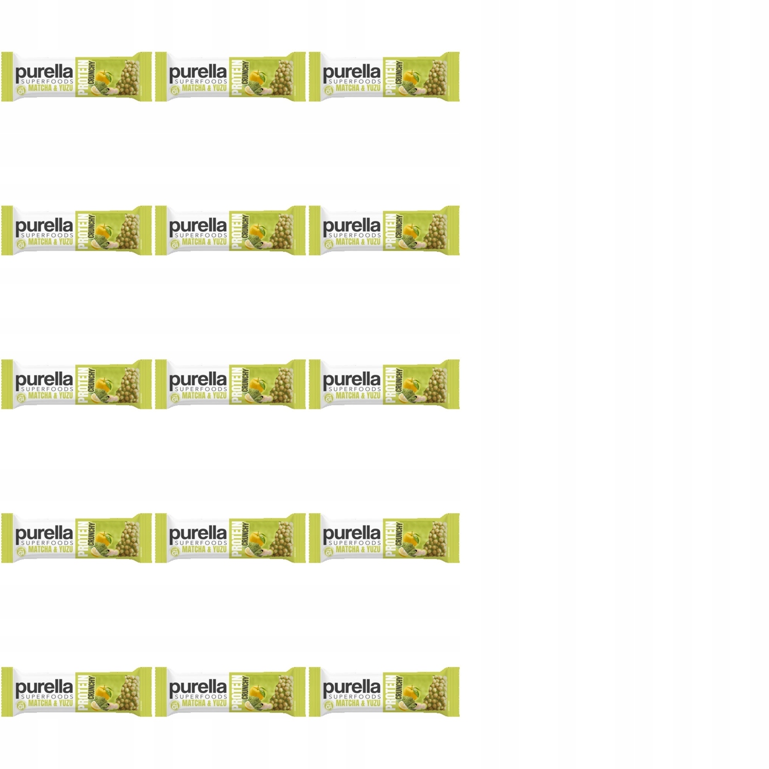 Levně 15x 45g Purella superfoods proteinová tyčinka křupavá matcha a yuzu Krabička