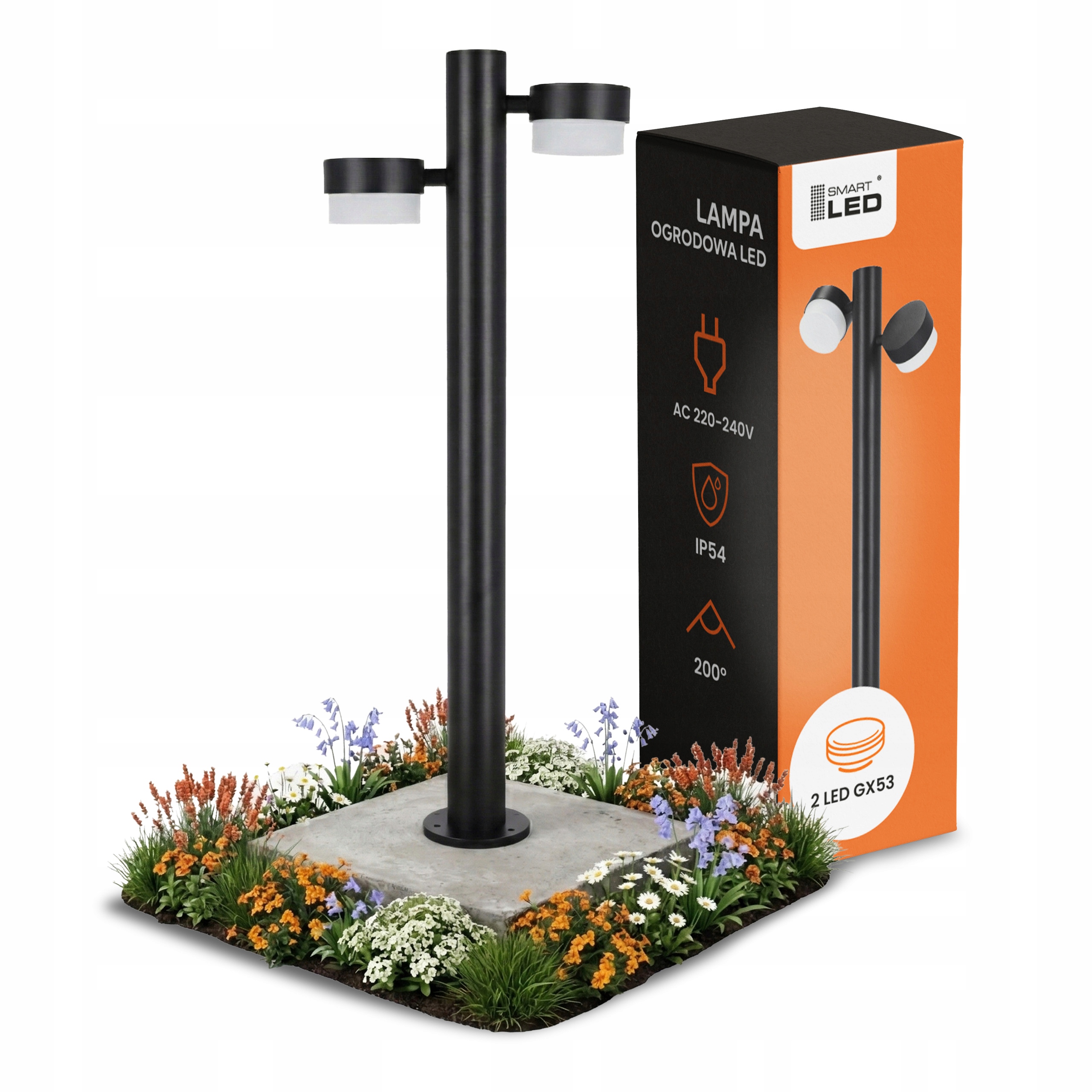 Zahradní Led lampa Stojící sloupek na žárovku GX53 230V IP54 60 cm