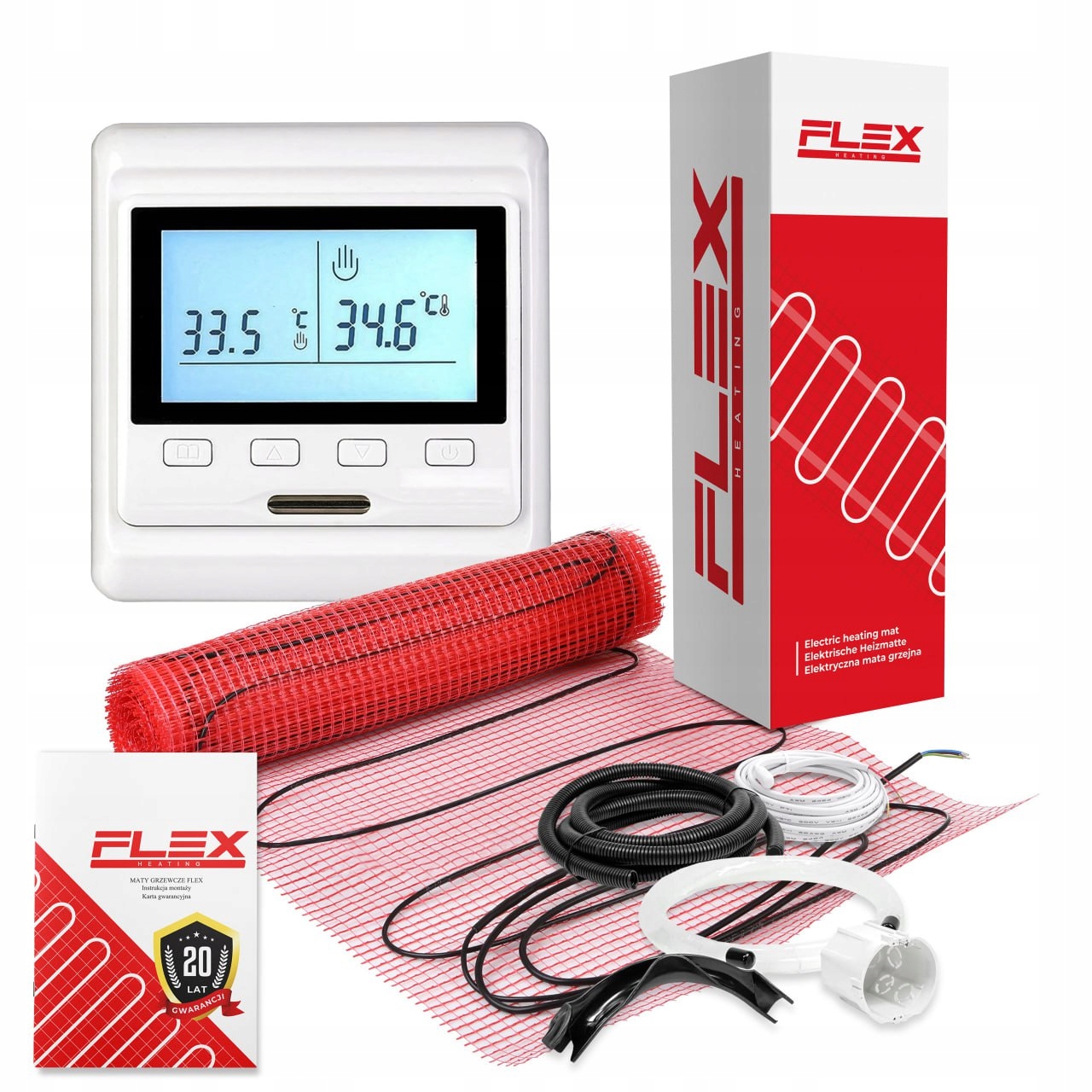 Mata grzewcza elektryczna pod plytki Flex 4m² 175W/m² – zestaw z HW500