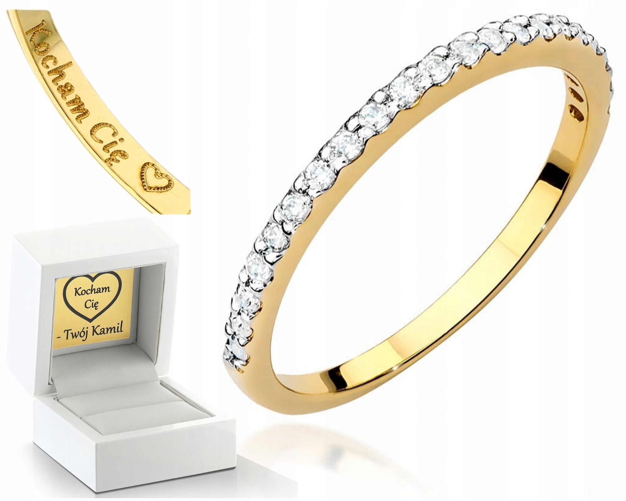 Zlatý Prstýnek S Diamanty 585 Gravírování Pro Ženu