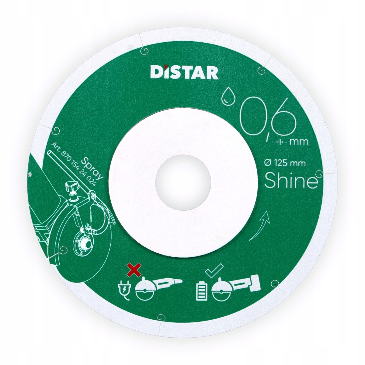 Diamantový kotouč Distar Shine pro řezání slinuté dlažby o průměru 125 mm, velmi tenký