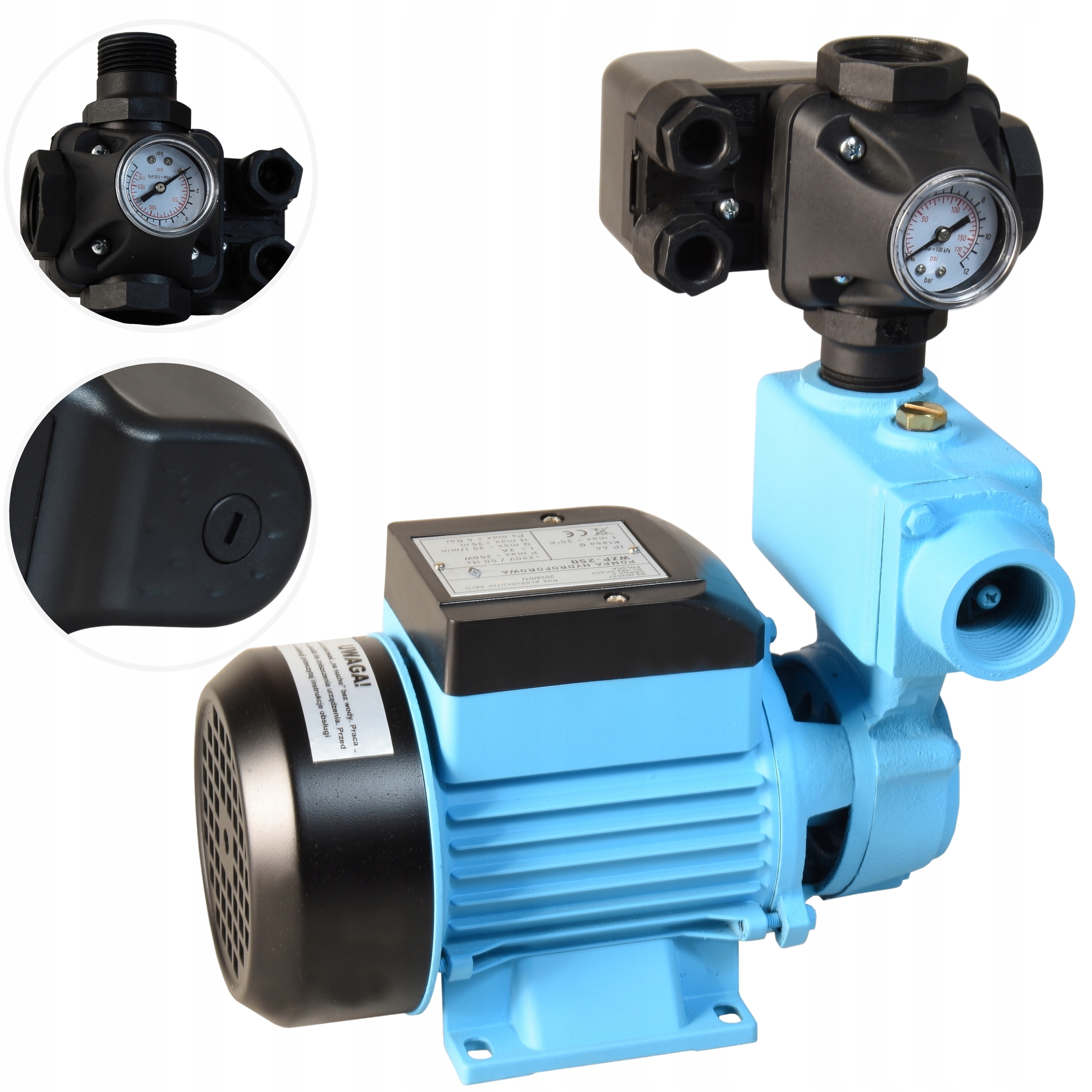 Vodná Pumpa 250 W 35 L/min S Moderným Hydroforovým Príslušenstvom 3 V 1, Malá, Tichá