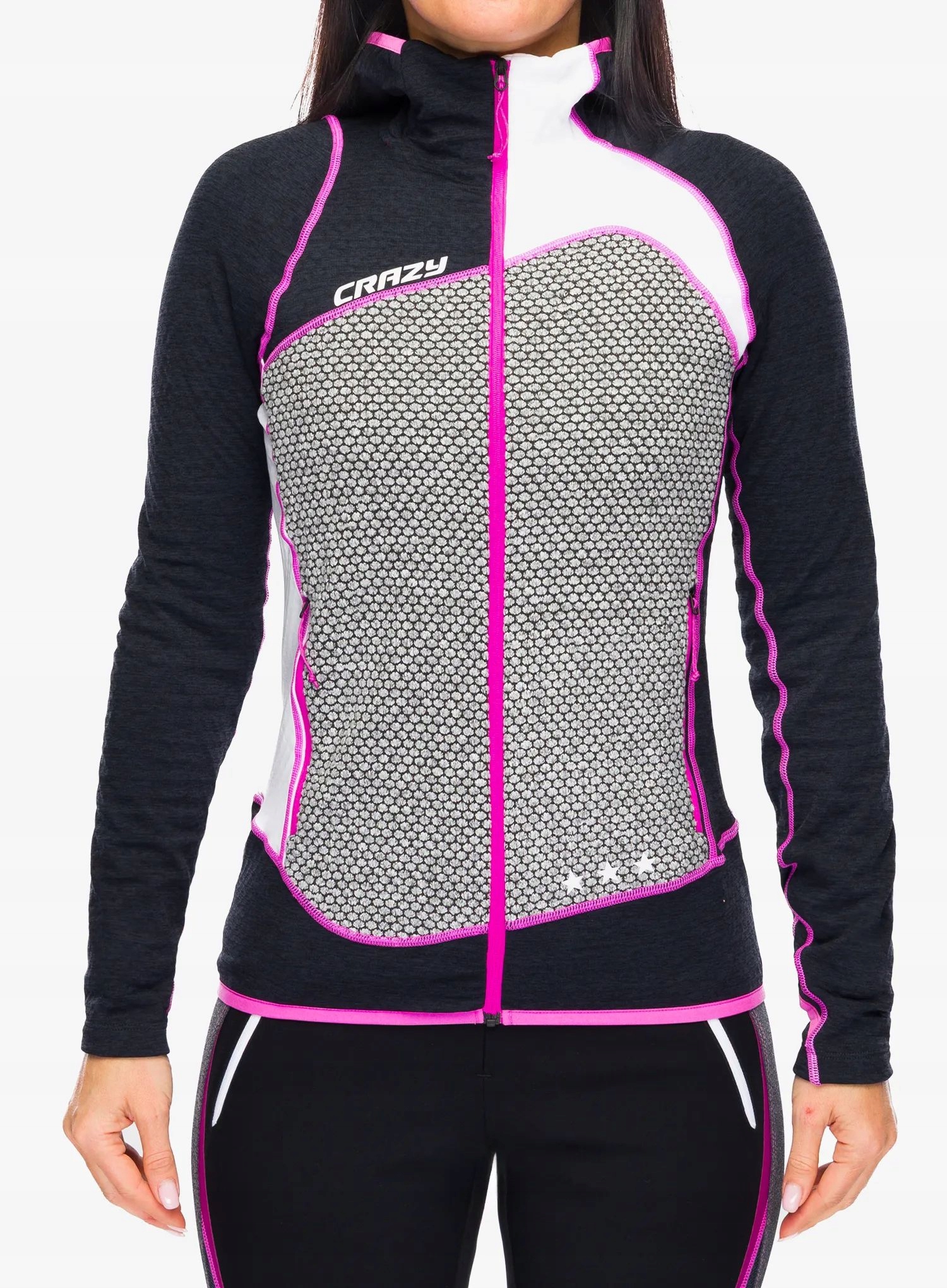 Bluza rozpinana damska Crazy Pull Ionic black/pop L