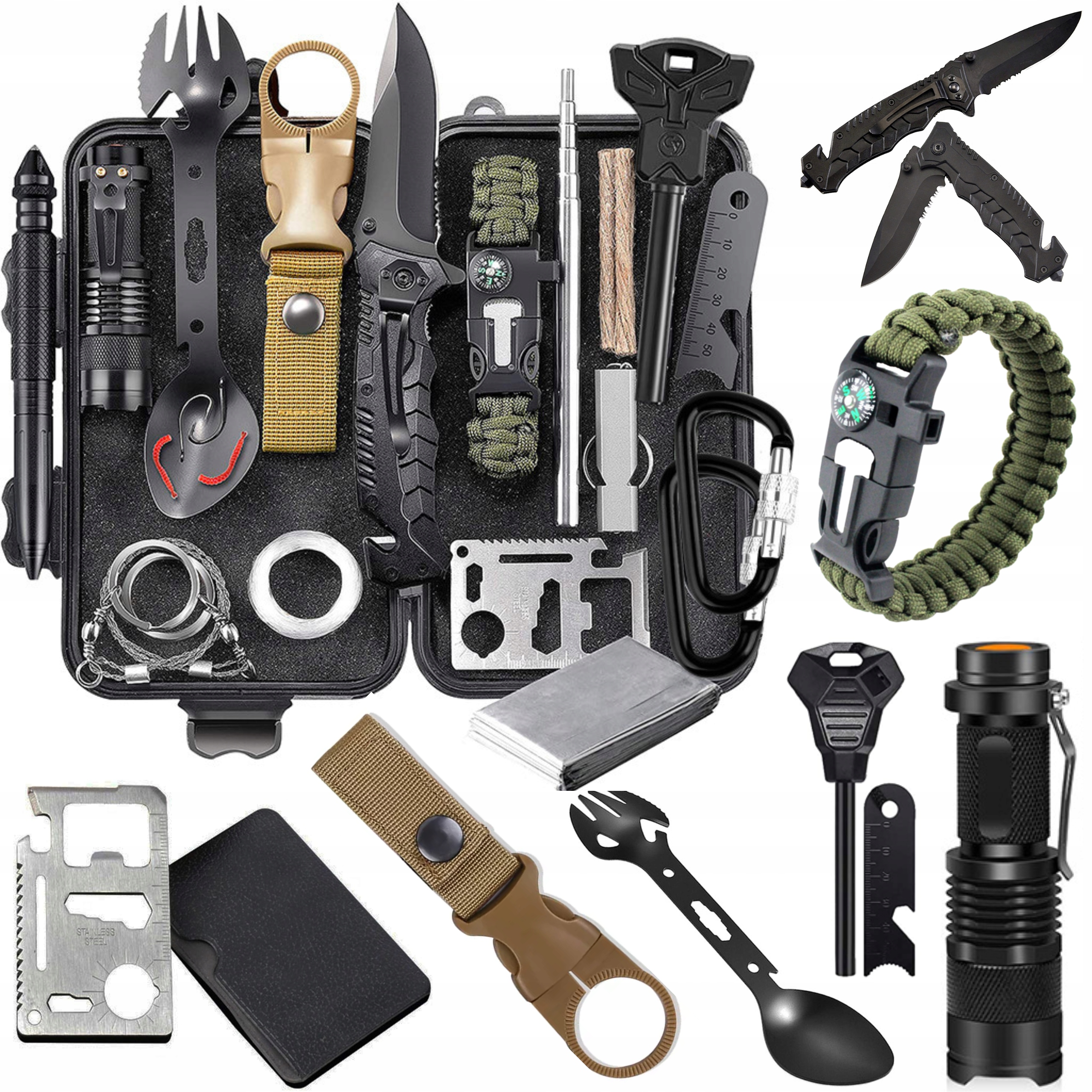 

Wojskowy Survivalowy Duży Zestaw Przetrwania Nóż