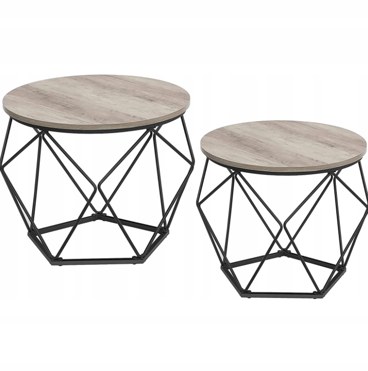 Stoly Vasagle 2 ks 50/40 cm vintage 20 kg šedo-černá sada