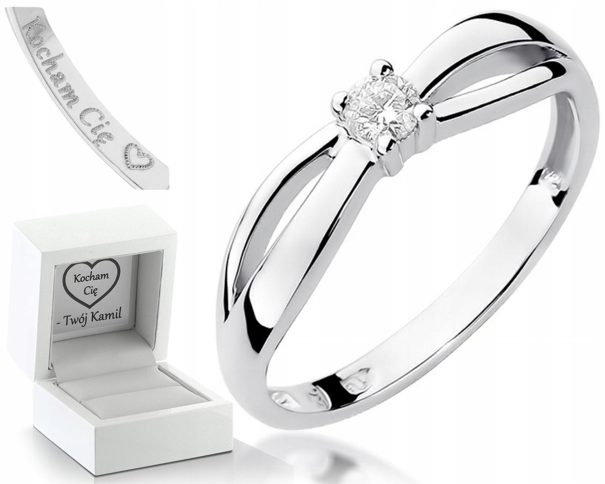 Prstýnek S Briliantem Bílé Zlato 585 Gravírování Zlato