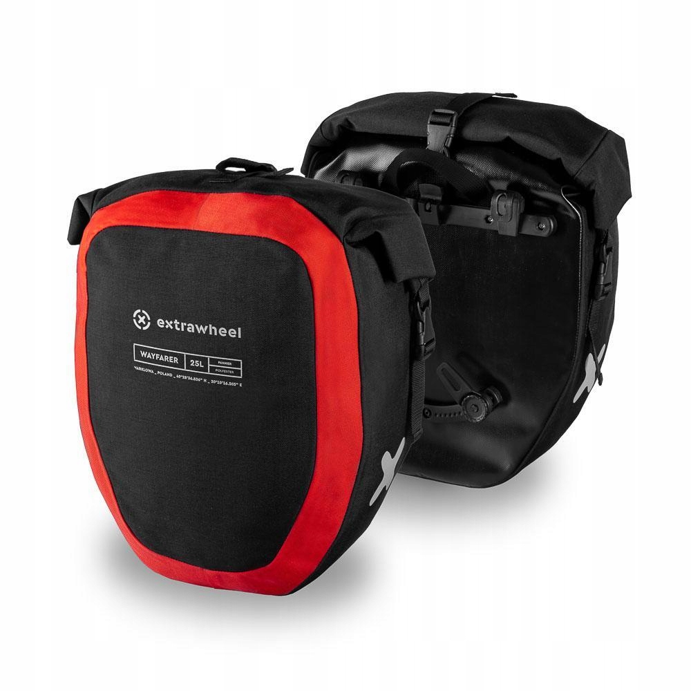 Sakwy Extrawheel Wayfarer Polyester Black/red 50L Tylne