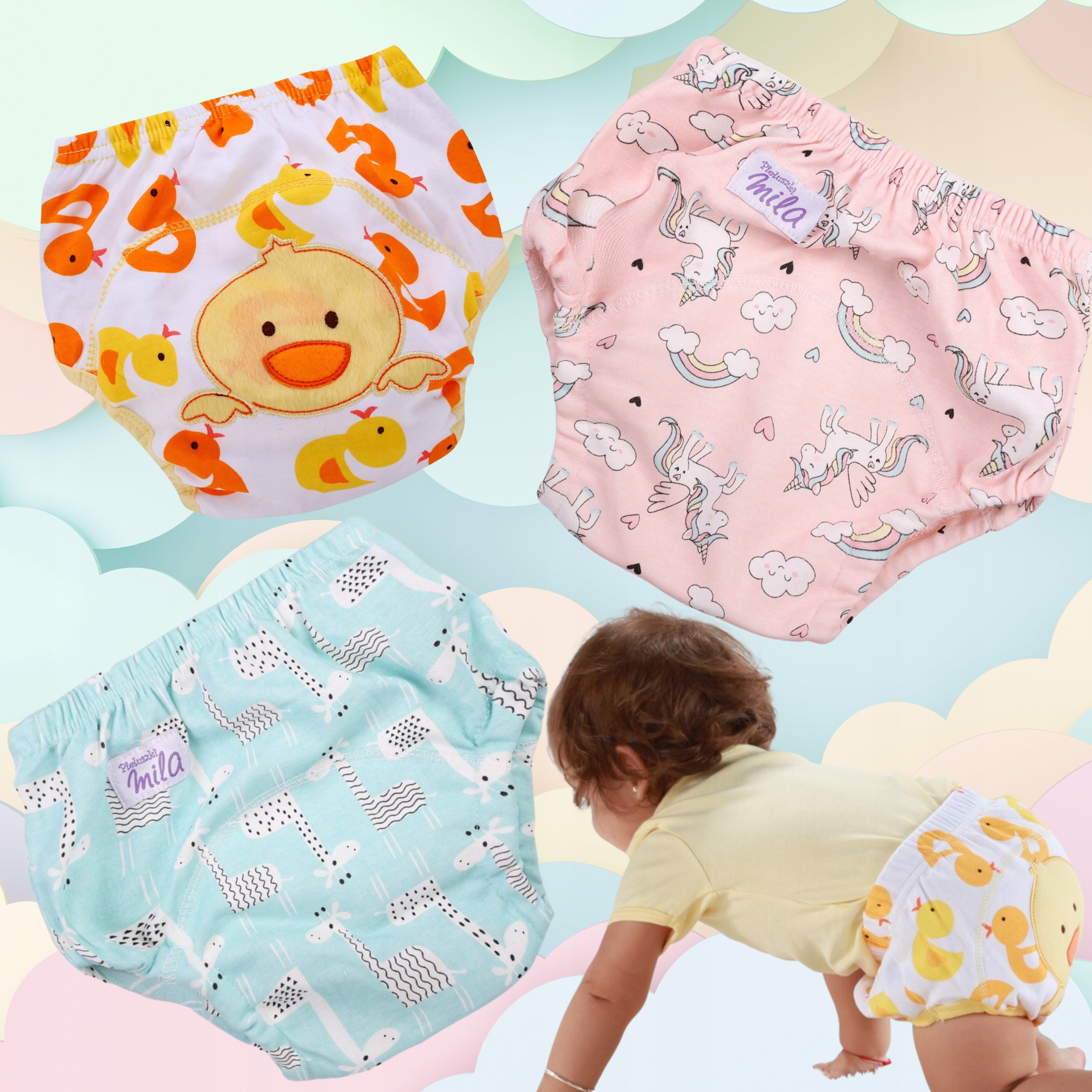 Majtki Majteczki Pieluchy treningowe Nauka nocnika 12-14kg lub 14-17kg Kolor wielokolorowy