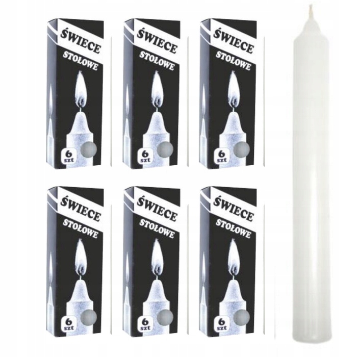 ŚWIECE STOŁOWE BIAŁE ZESTAW 36 szt BISPOL