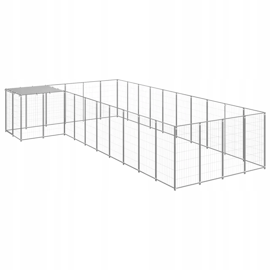 Levně Kotec pro psa, stříbrná, 13,31 m², ocelová