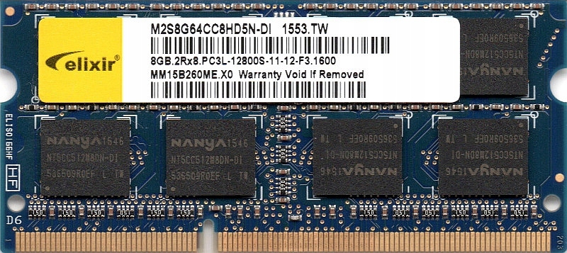 

Pamięć Ram Nanya/elixir 8GB DDR3L 1600MHZ Sodimm