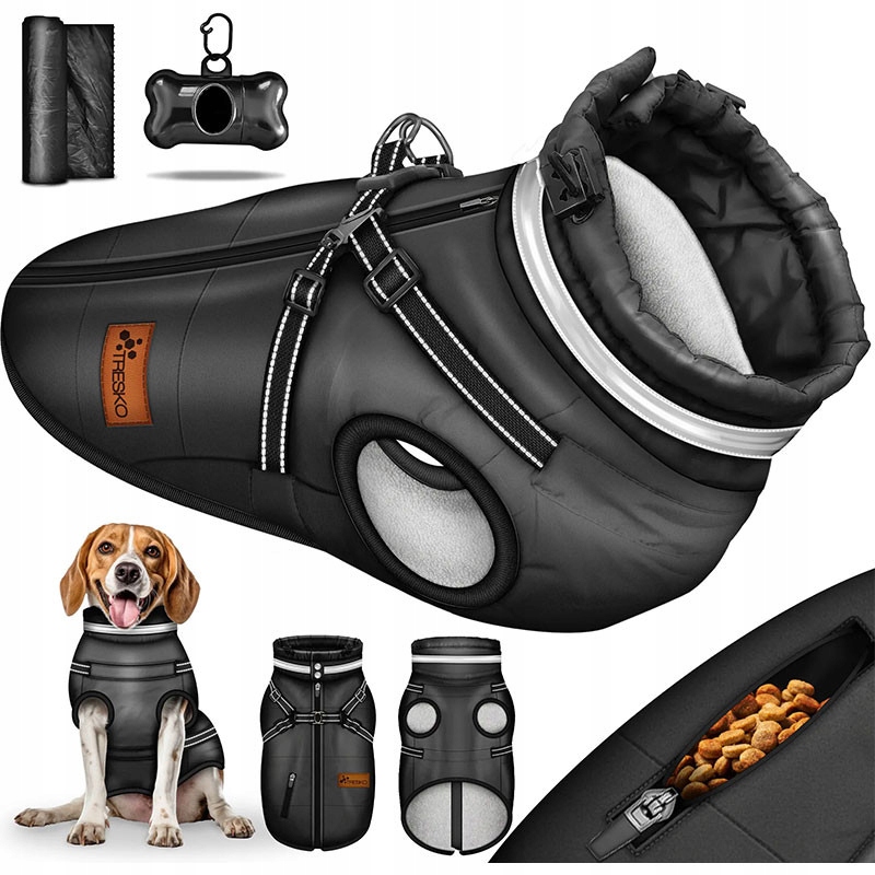 Levně Psí bunda, L velikost, černá