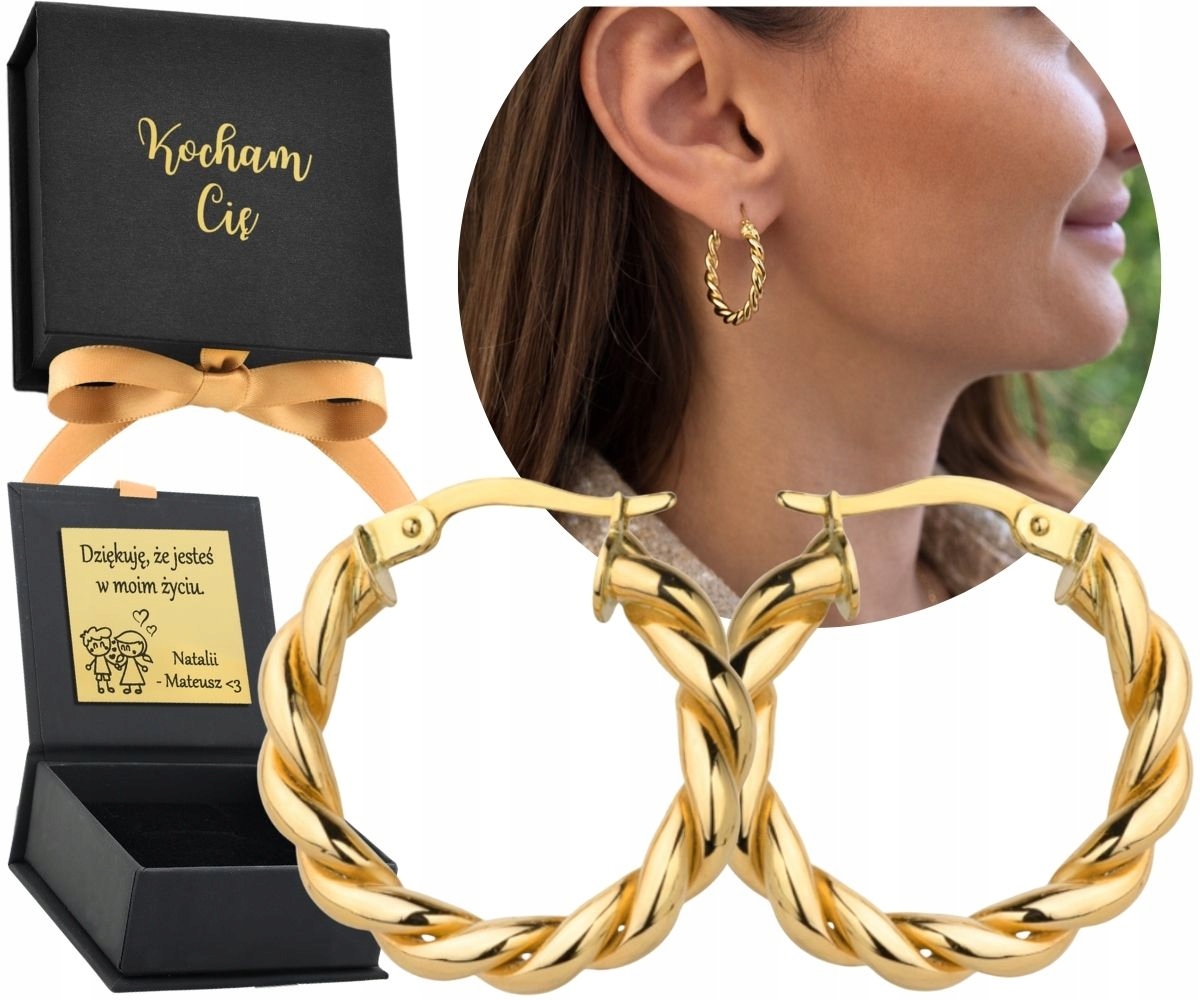 Zlaté Náušnice Kolečka Pletené Velké Zavinovačky Zlato 585 Gravírování Dárek