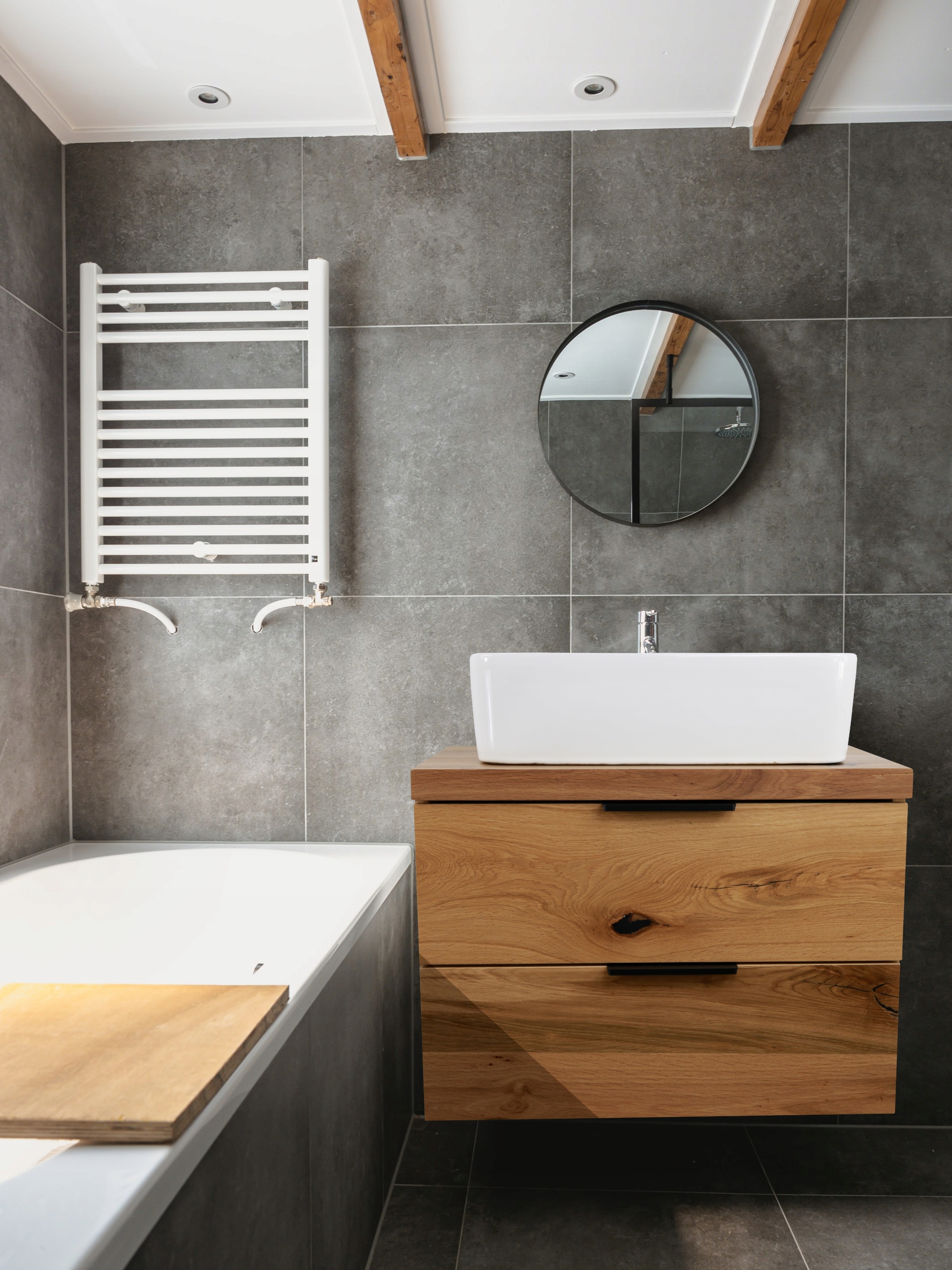 SZAFKA ŁAZIENKOWA POD UMYWALKĘ Z LITYM BLATEM DĘBOWYM | 80 CM | LAKIER Kod producenta MEBLICO.COM - RUSTYKAL Z LITYM BLATEM 80