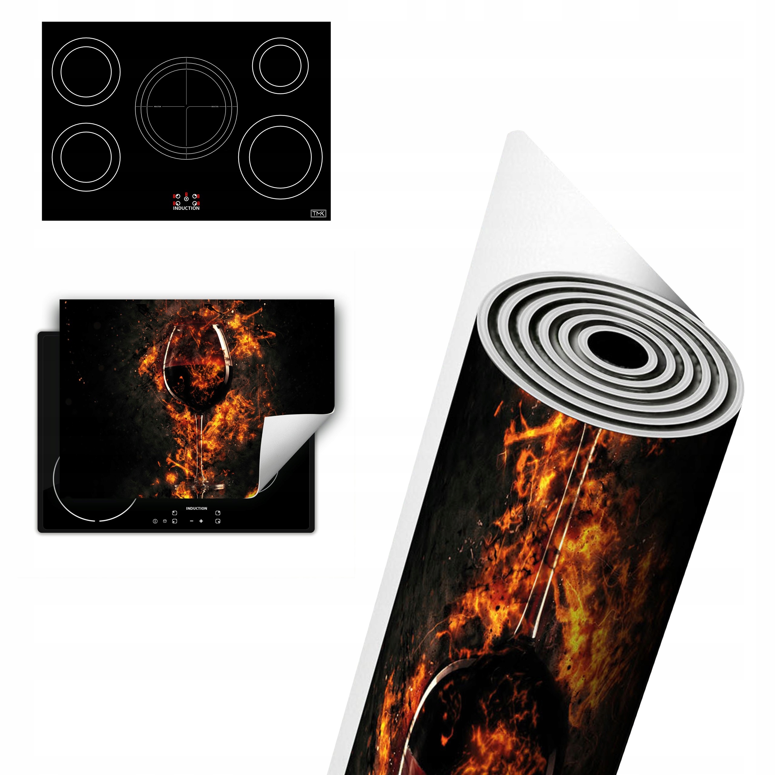 Vinylová Ochrana Na Indukci Pracovní Deska 80x52 Víno oheň