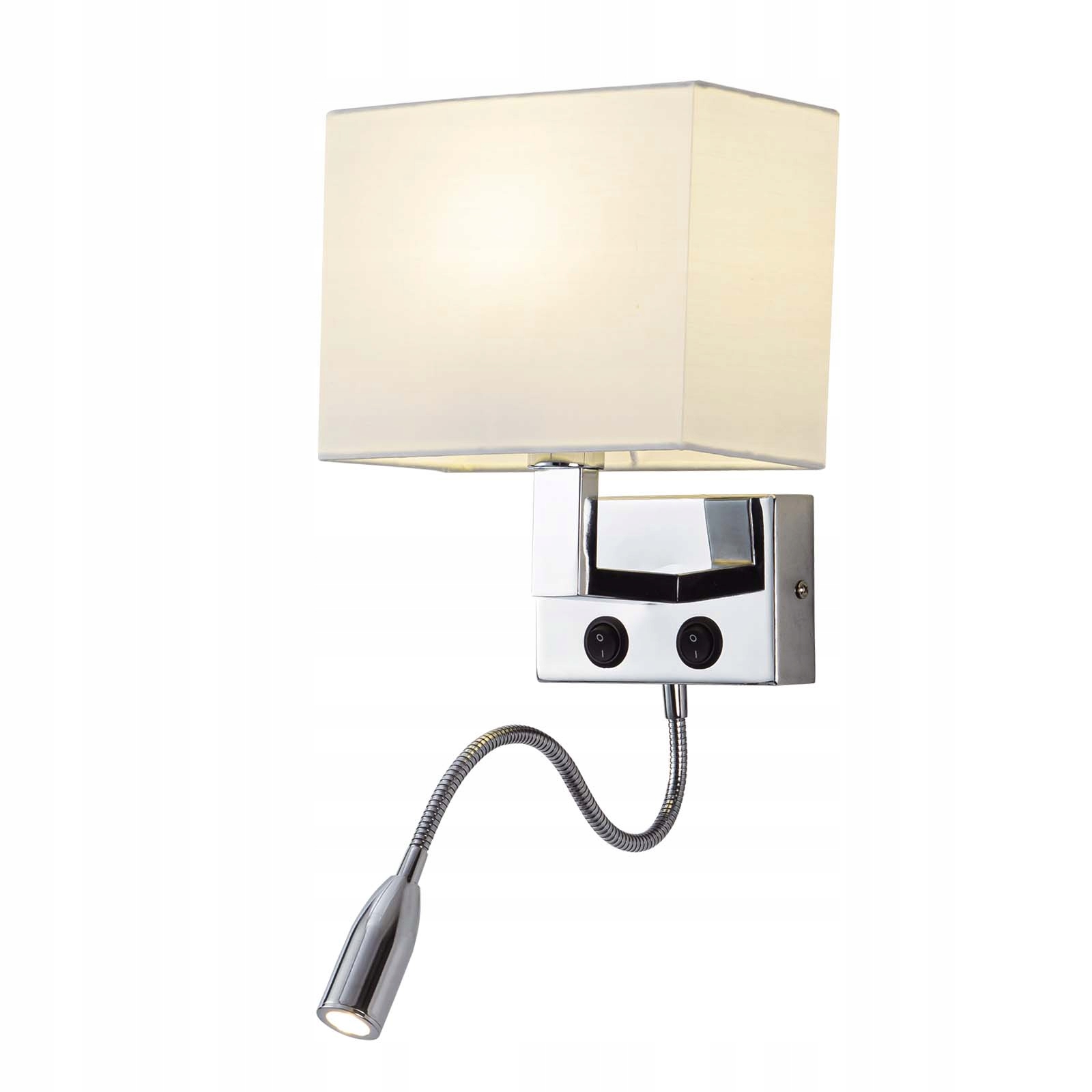 Lampa Ścienna Kinkiet z Włącznikiem z Lampką Led Do Czytania Chrom E14
