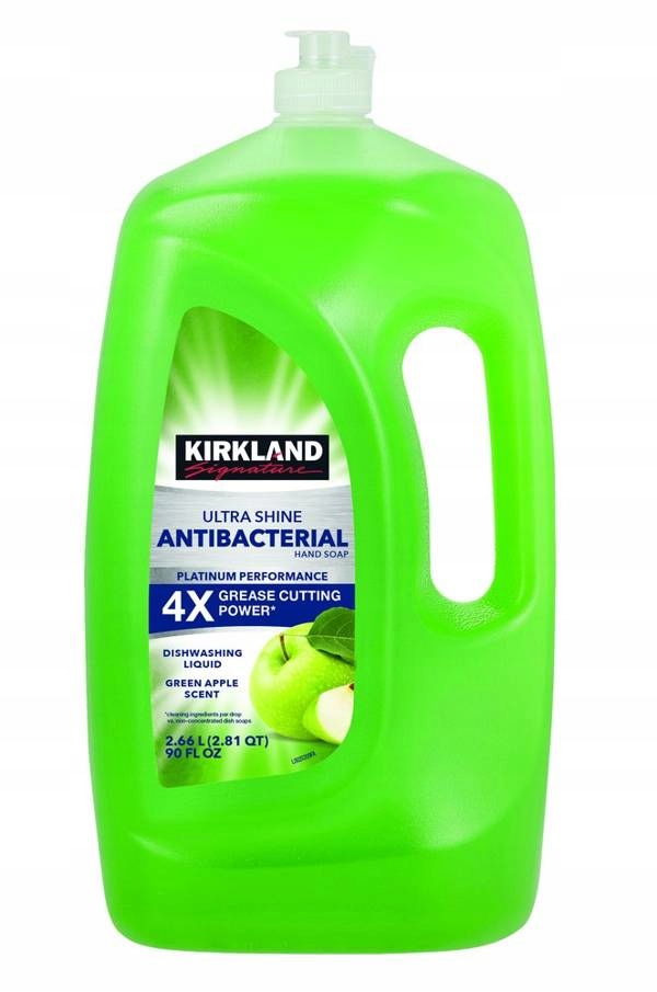 Levně Tekutý prostředek na mytí nádobí Výkonný Kirkland Ultra Shine Green Apple Scent 2,66l