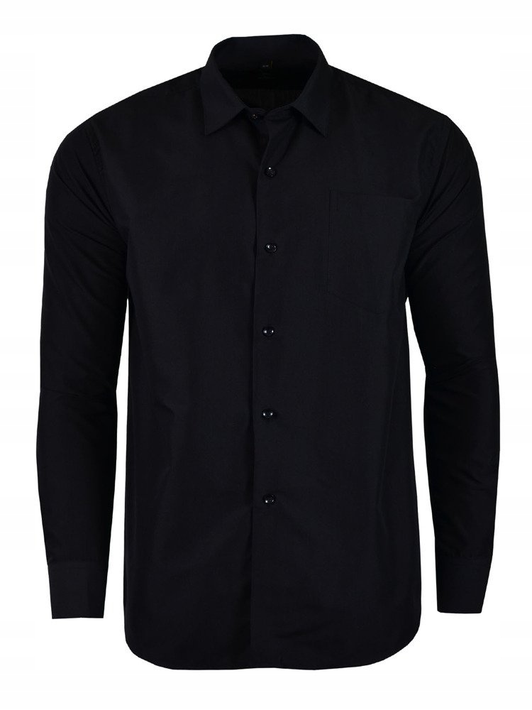 Košile Hladká Černá Dlouhý Rukáv Velká 49/50