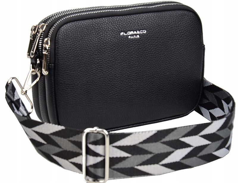 Flora&co Dámská Kabelka Přes Rameno Kabelka Přes Rameno, Široký Pásek, Černé Logo