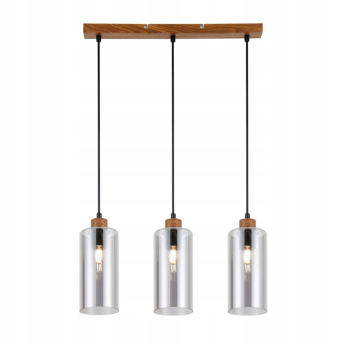 Trojitá závěsná lampa na jídelní liště nad skleněným stolem Naster Italux