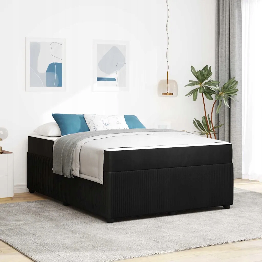 vidaXL Rám postele s matrací Černá 140 x 200 cm textil