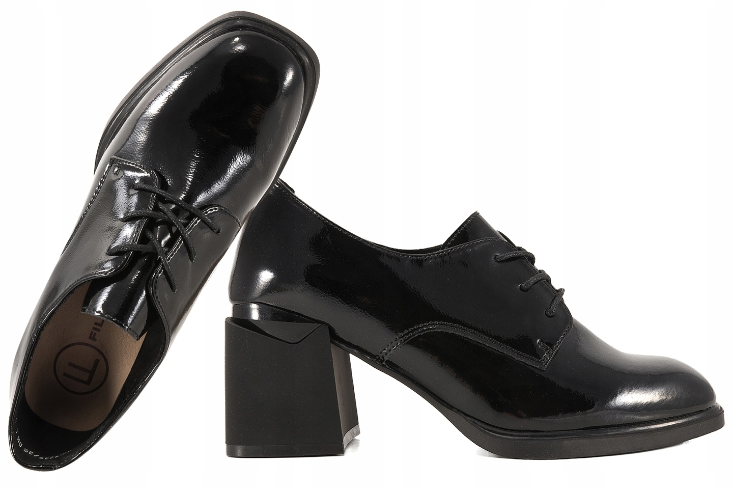 Filippo DP7397 Dámské Kožené Polobotky Na Podpatku Lakované černé 39 Černá