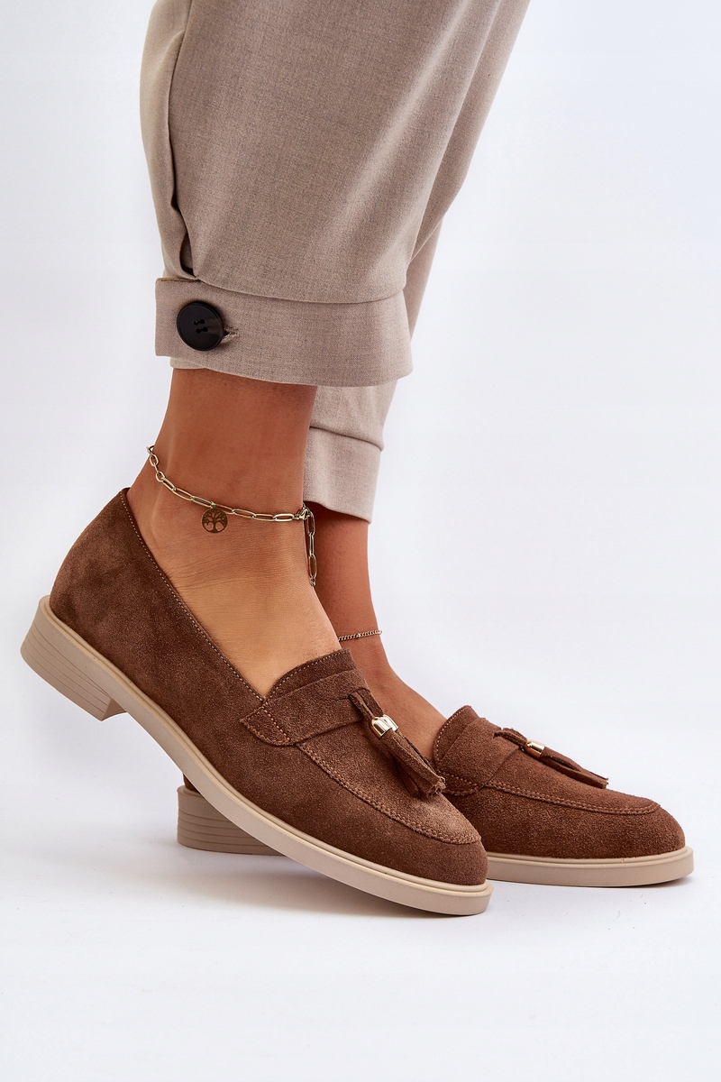 ZAZOO 3420 ZAMSZOWE MOKASYNY DAMSKIE NA PŁASKIM OBCASIE BRĄZOWE 39 Marka inna