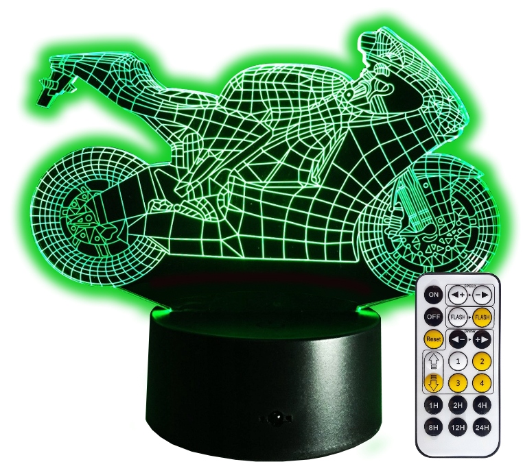 Lampka 3D LED MOTOR MOTOCYKL USB + PILOT