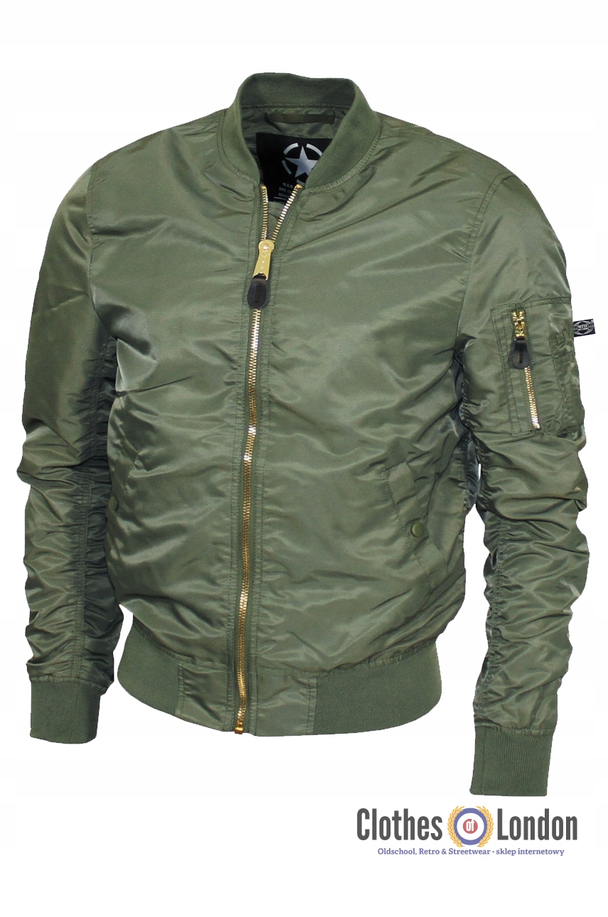 Kurtka, MA-1, MA1, Flek bomberka, metalowe zamki- oliwkowa Airforce M