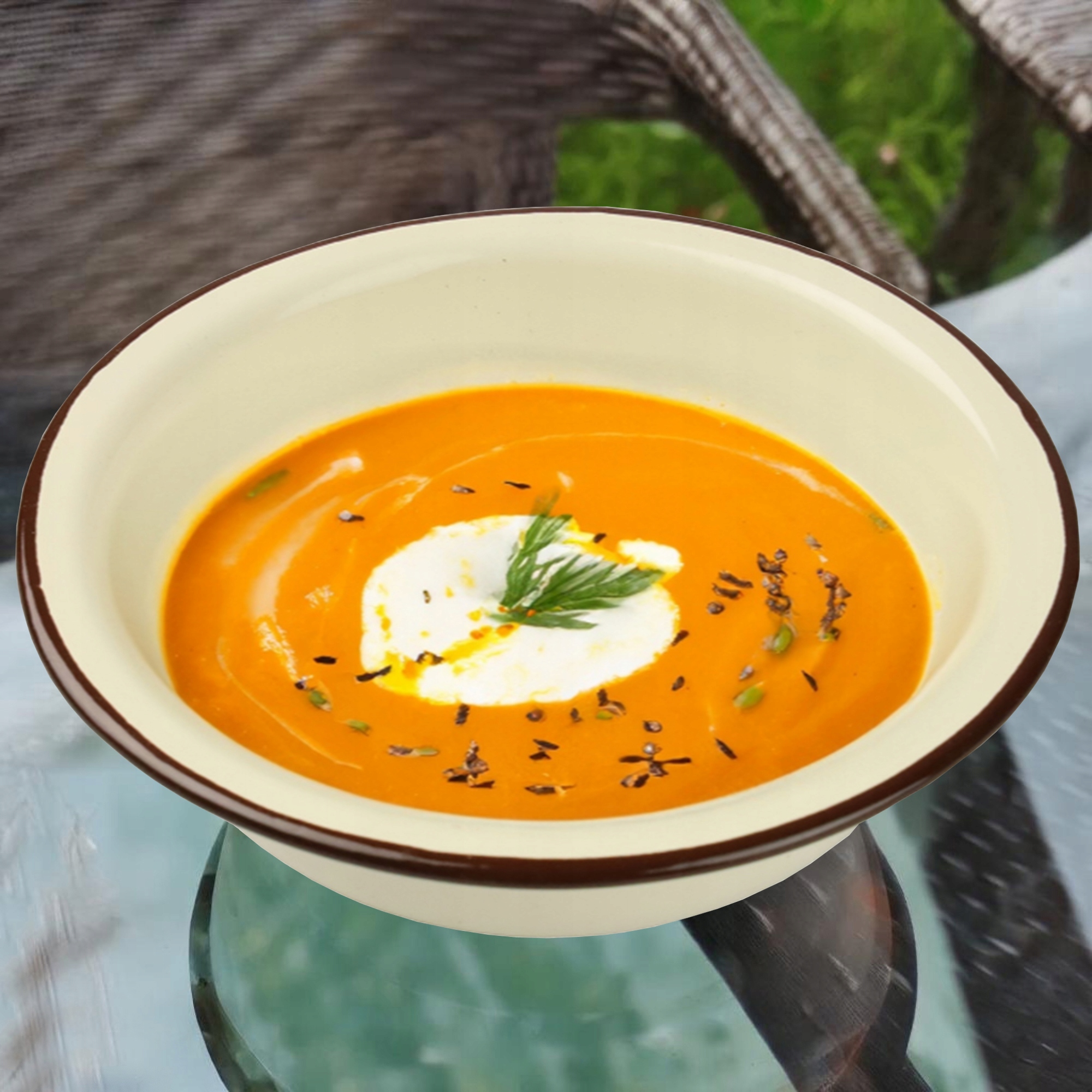 MISKA EMALIOWANA 18 CM NA ZUPĘ OWOCE WARZYWA EMALIA WZÓR KWIATY RETRO