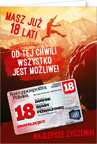 

Kartki na 18 z dowodem wesołe śmieszne 3D Gift98