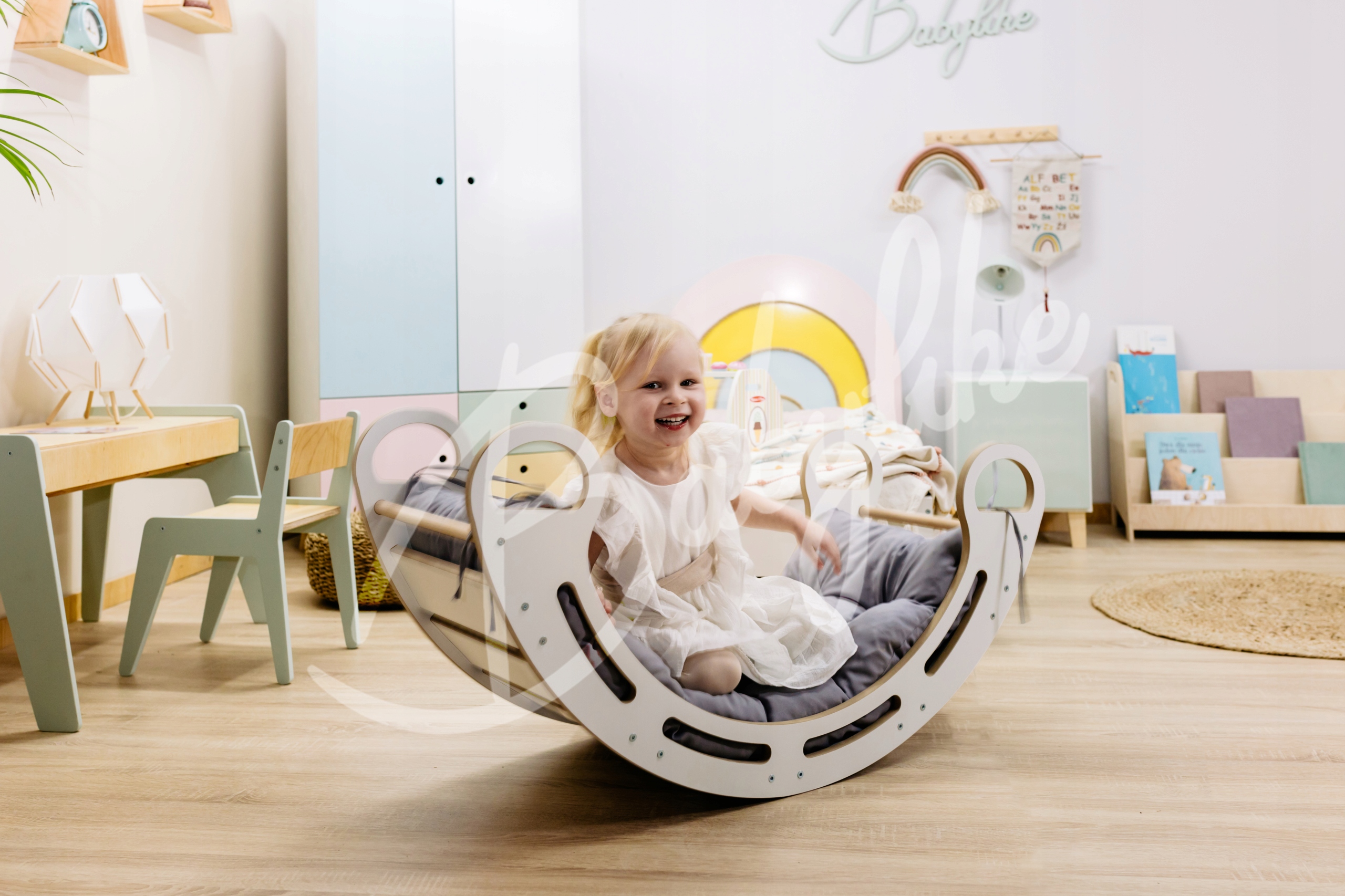 Bujak drewniany z poduszką , bujaczek i poduszka 120 cm Wiek dziecka 12 m +