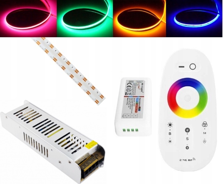 Zestaw 14m Tasma Led Cob Rgb Liniowa Pilot Dotykowy Zasilacz