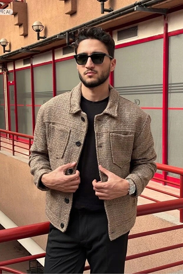 Pánská Prošívaná Melanžová Bunda Ve Stylu Vintage XL 5IA
