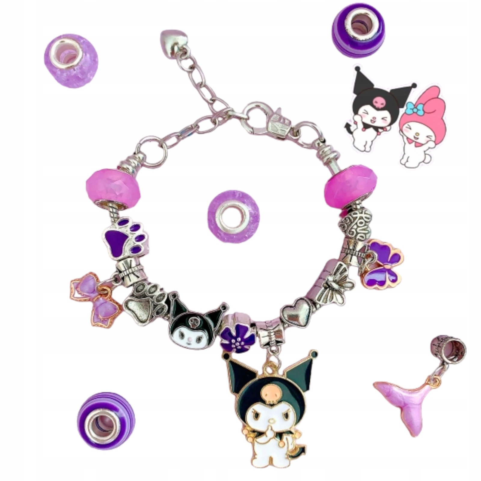 ZESTAW DO ROBIENIA BRANSOLETEK BIŻUTERII DLA DZIECI KUROMI FIOLET KUFEREK EAN (GTIN) 5905398044467