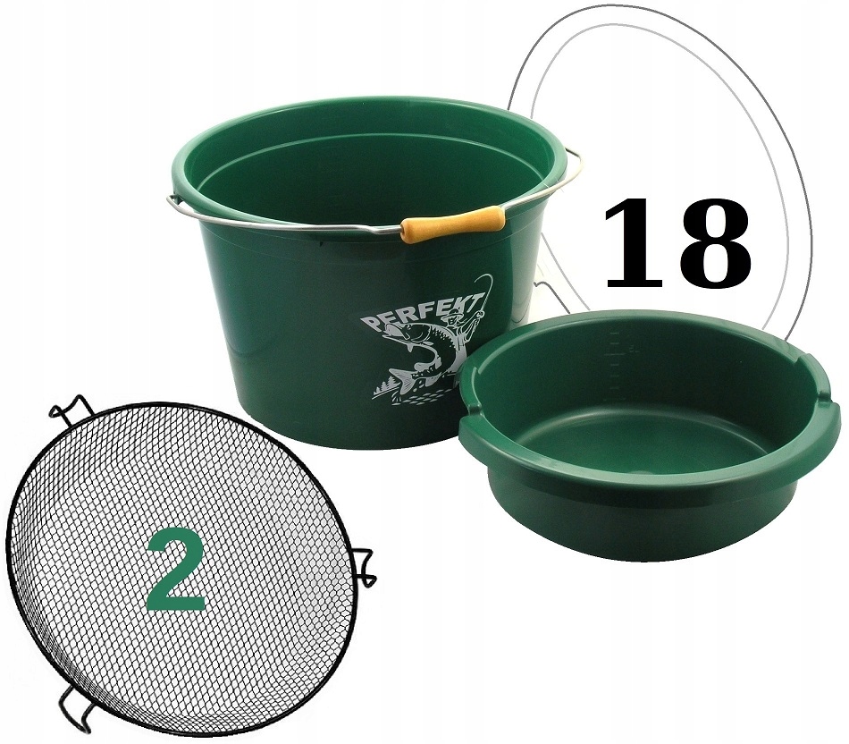 WIADRO ZANĘTOWE 18 L + MISKA 5L + POKRYWA PRZEŹROCZYSTA + SITO 2