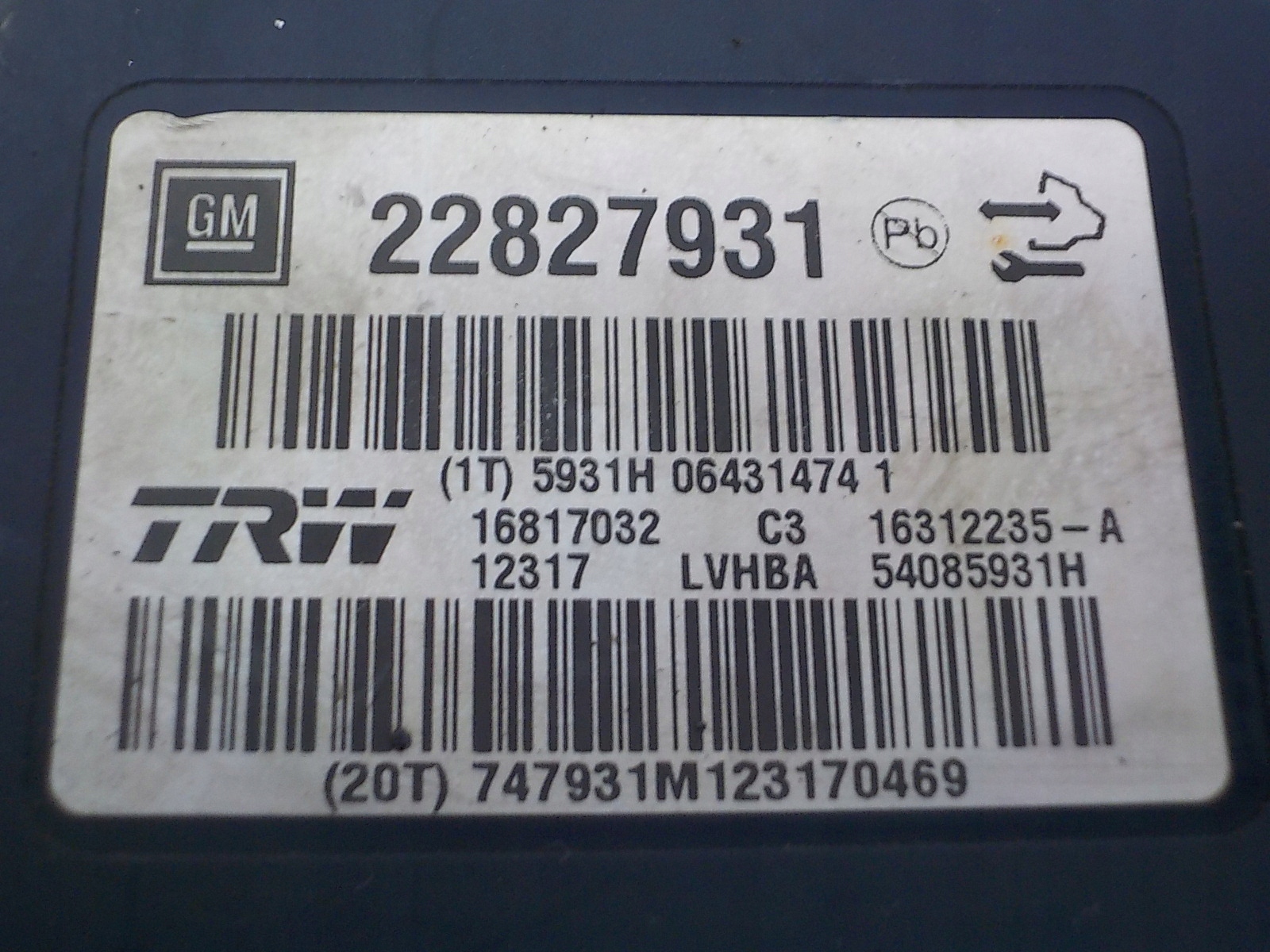 OPEL INSIGNIA Pompa ABS 22827931 TRW16817032