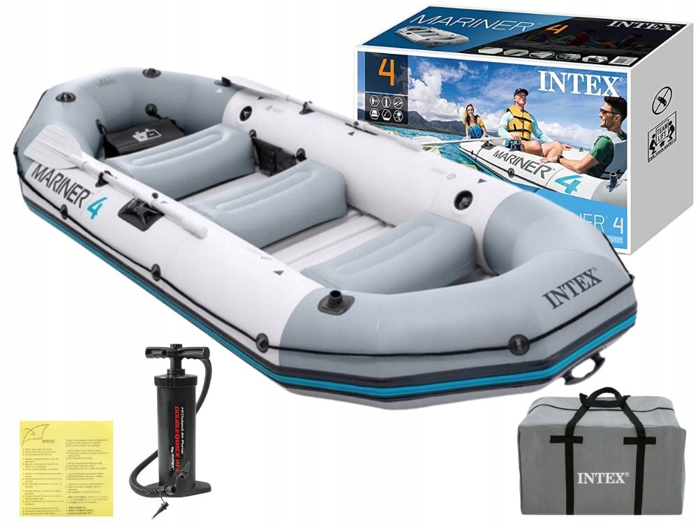 Ponton Mariner 4 osoby osobowy Intex Pompka + Wiosła 68376 MODEL 2024