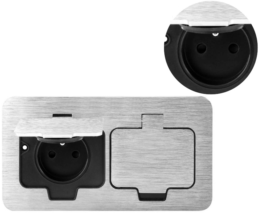 Orno Hermetická Elektrická Zásuvka Dvojité klapky 2x230V IP55 stříbrné