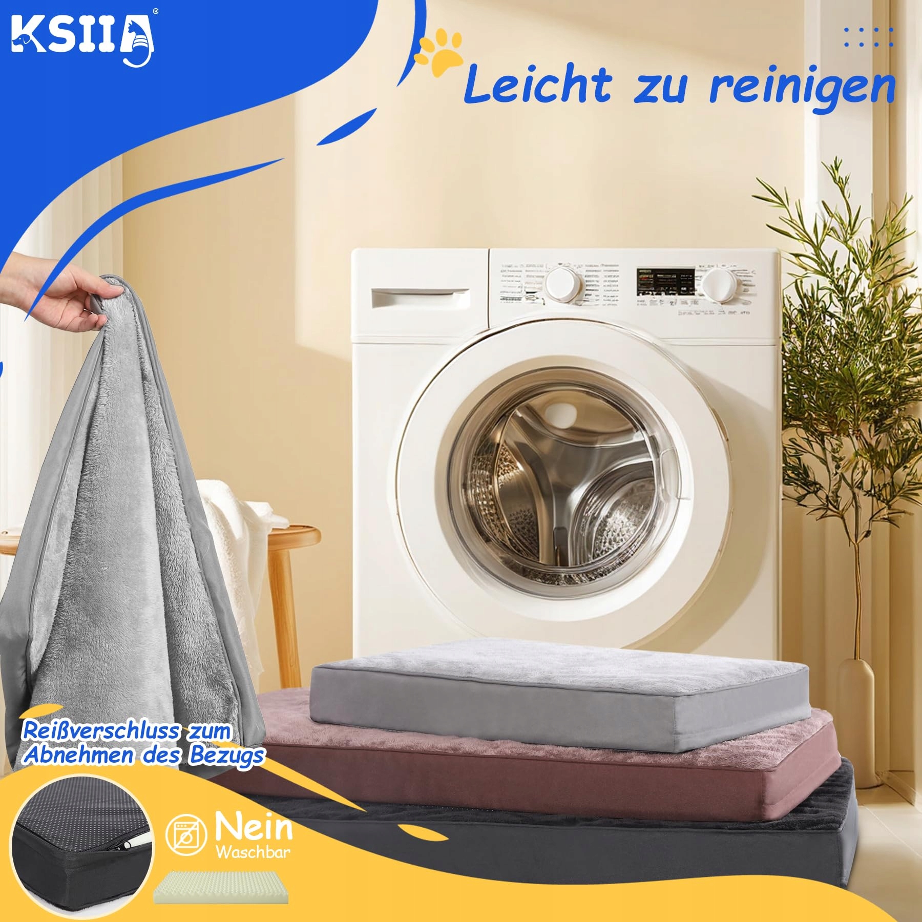 KSIIA Ortopedyczne Legowisko Dla Dużych Psów XXL Szare 120x75x9cm — miniatura 5