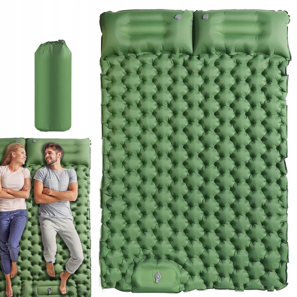 Samonafukovací podložka Matrace Karimatka dvoulůžková s polštářem 196x125x8 cm