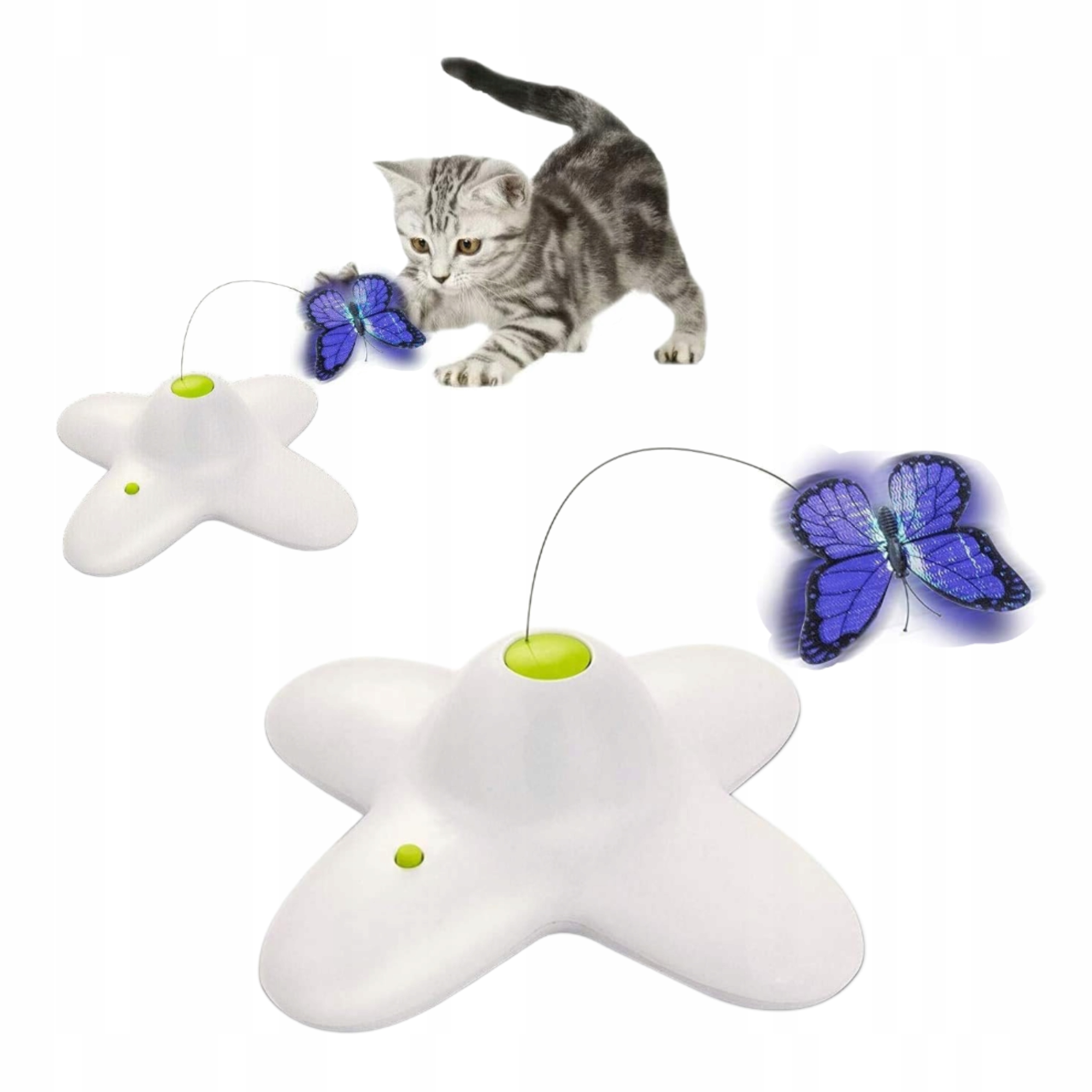 Levně Interaktivní Hračka Pro Kočky Motýlek Otáčející se 2 Vyměnitelné Blikající