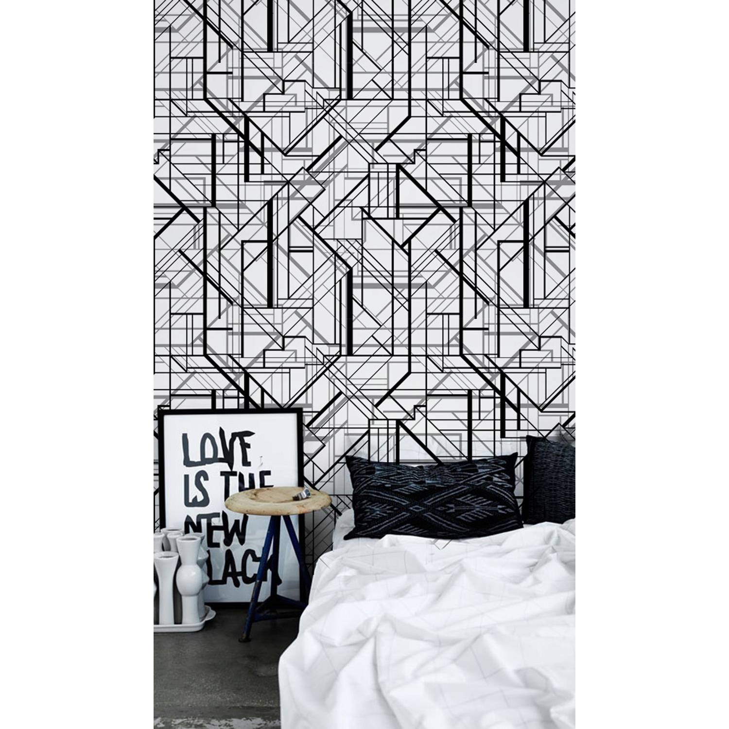

Tapeta ścienna Czarne geometryczne wzory 208x146cm